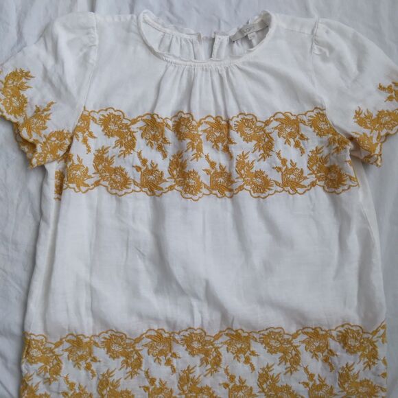 Ann Taylor Loft Blouse Linen Blend Embroided Peasant Boho Women's Size M - Picture 3 of 12